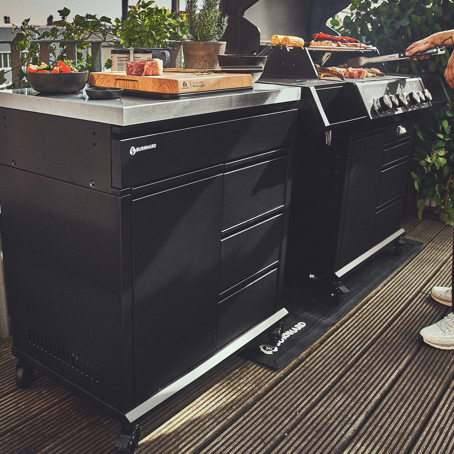 Big EARL 4-Brenner mit Grill Beistellwagen und Gusseisen Grillrosten 3-tlg. - Image 15