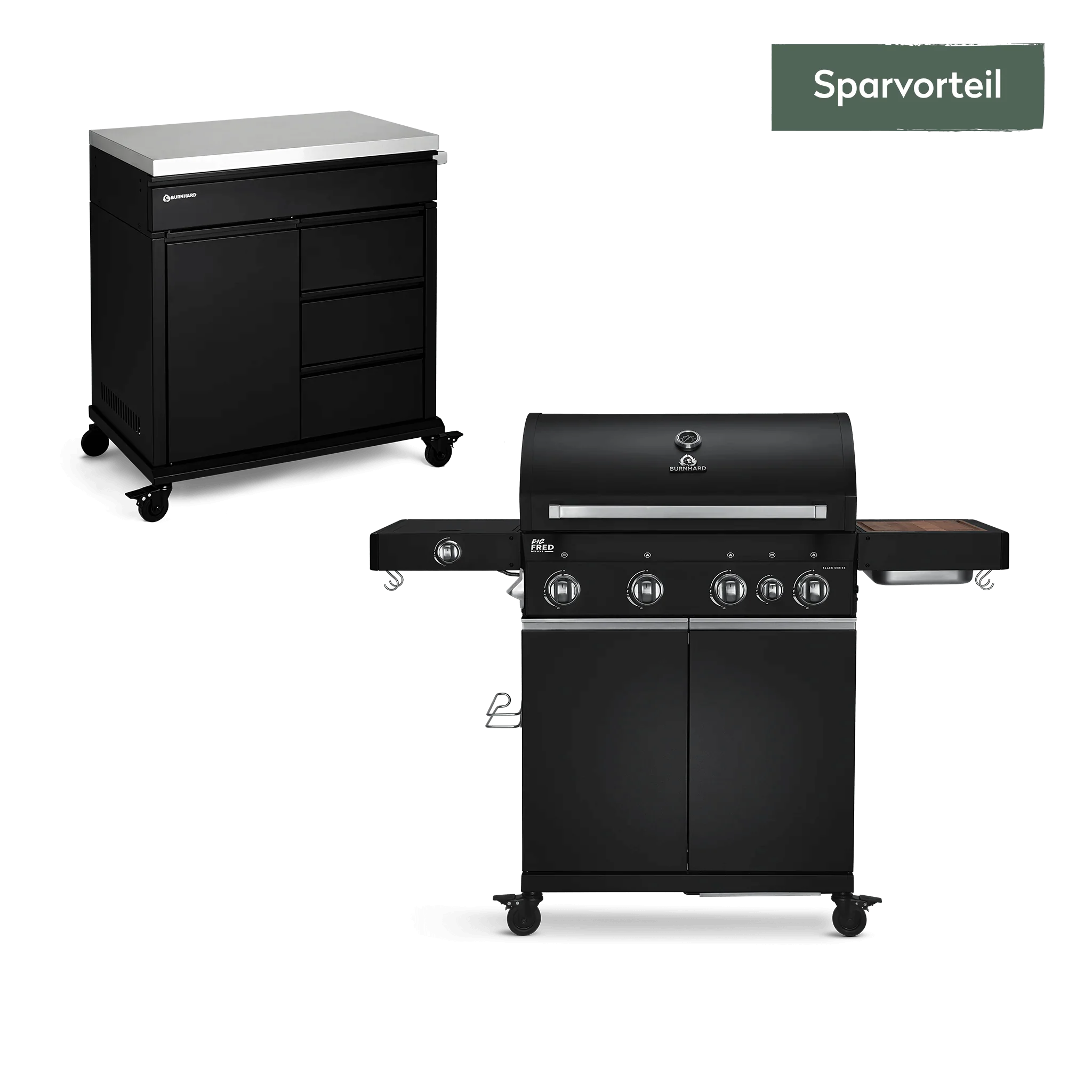 Big FRED 4-Brenner Deluxe Gasgrill mit Grill Beistellwagen und Gusseisen Grillrosten Set 3-tlg. - Image 10