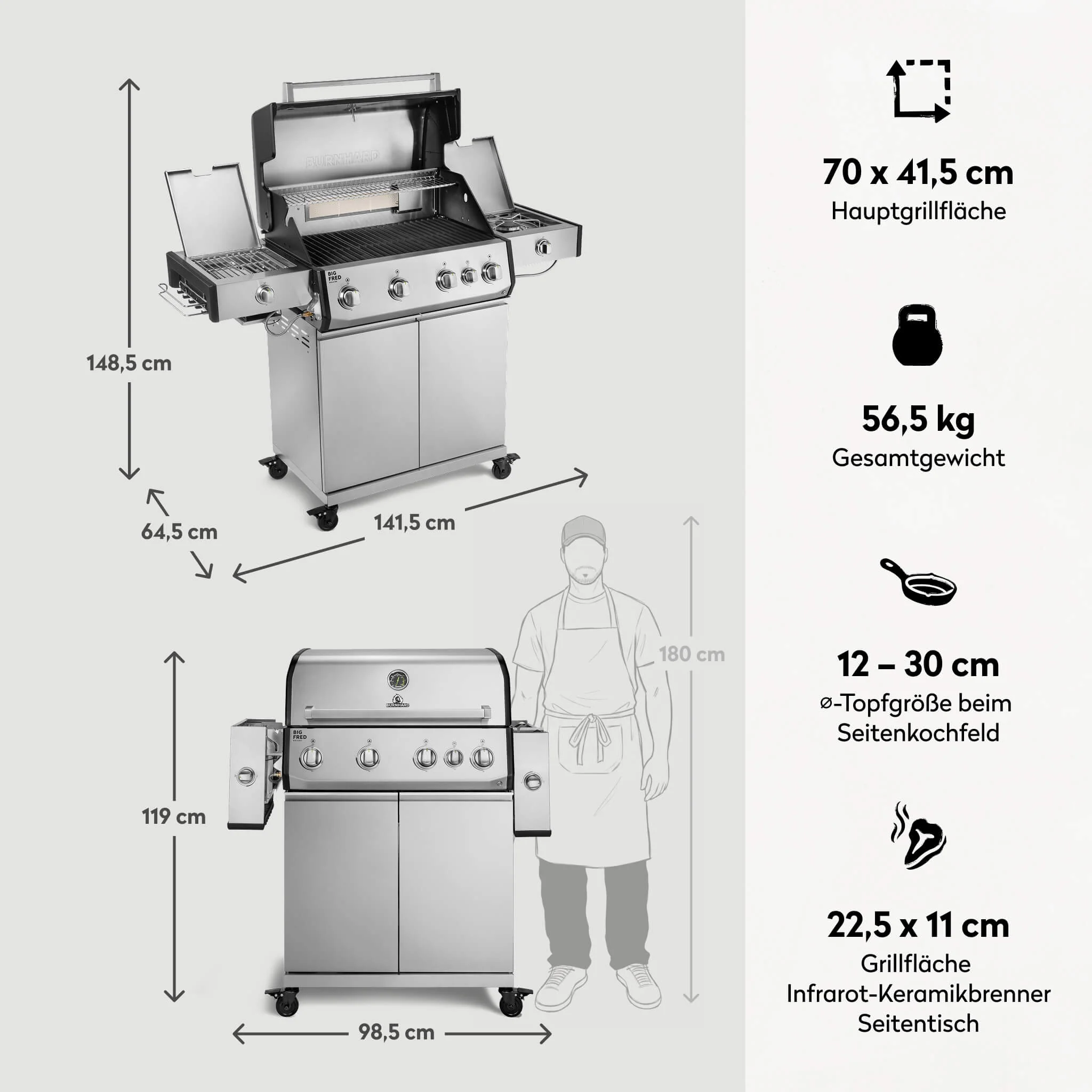 Big FRED Deluxe+ Gasgrill 4-Brenner Series 4 - Image 12