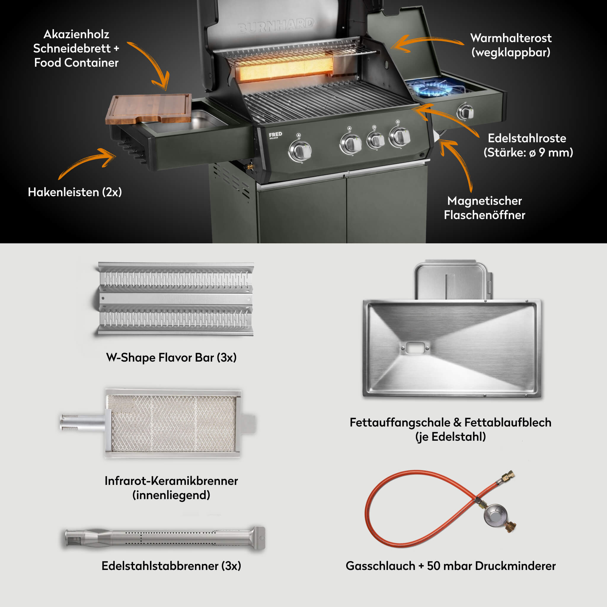 FRED Deluxe Gasgrill 3-Brenner Series 4 - Image 12