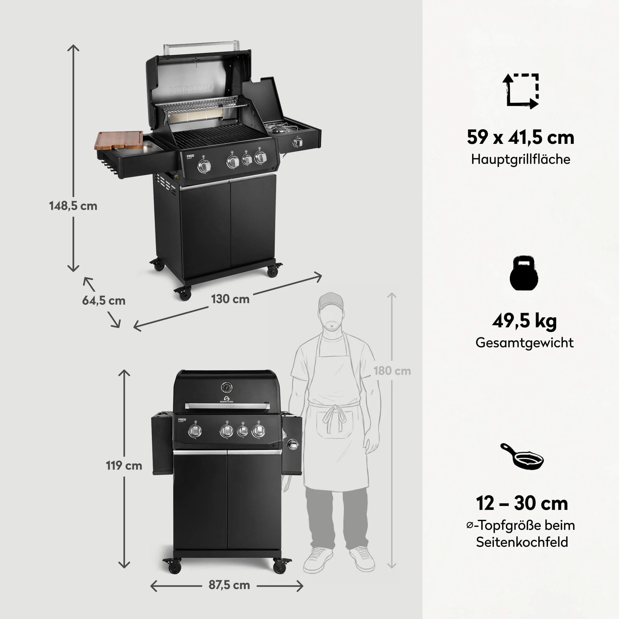 FRED Deluxe Gasgrill 3-Brenner Series 4 - Image 14