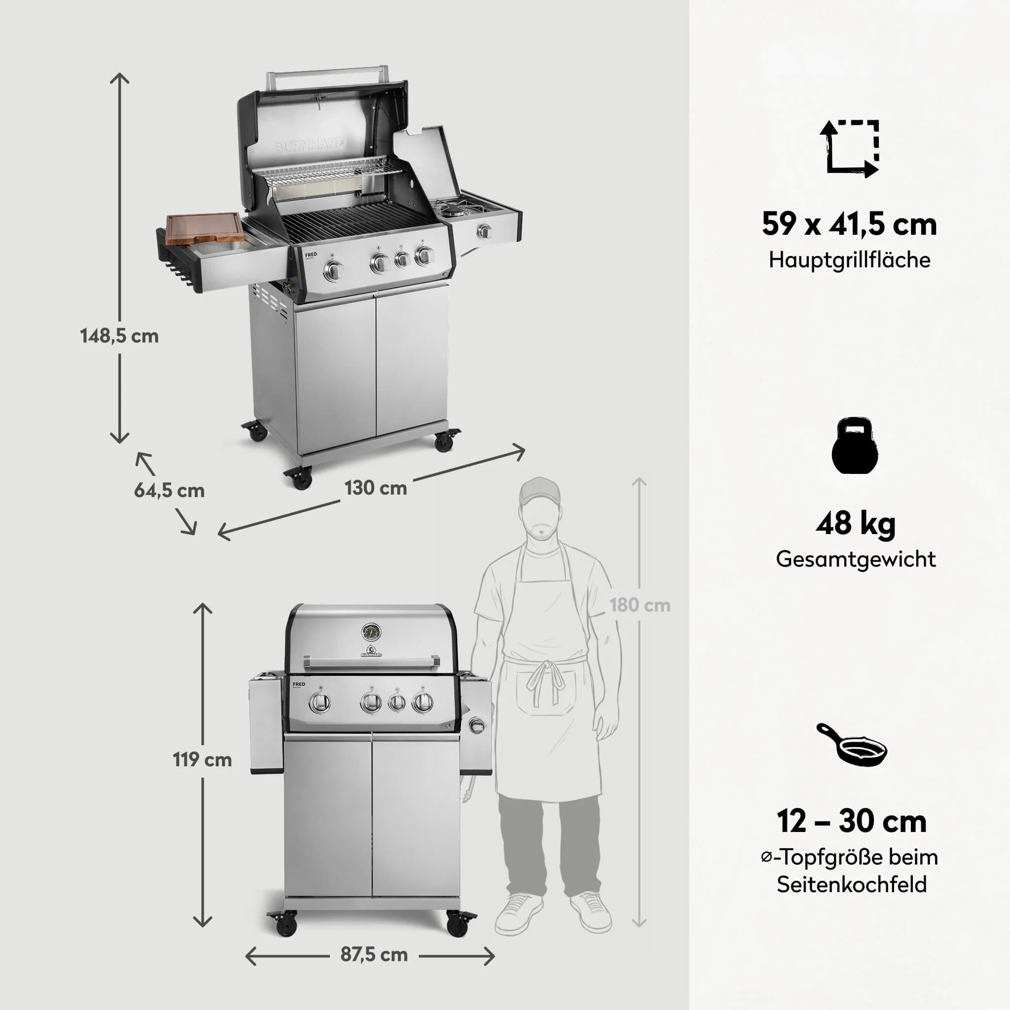 FRED Deluxe Gasgrill 3-Brenner Series 4 - Image 16