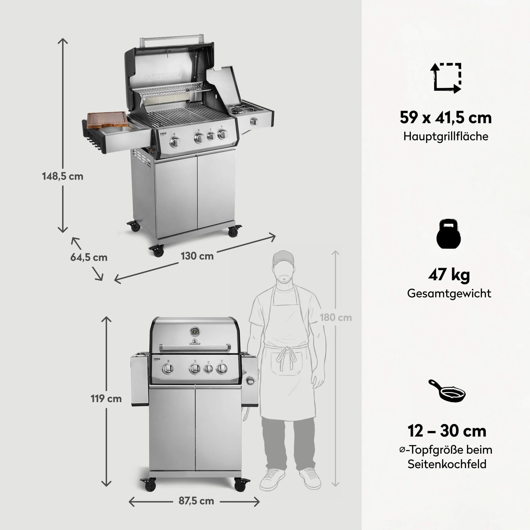 FRED Deluxe Gasgrill 3-Brenner Series 4 - Image 17