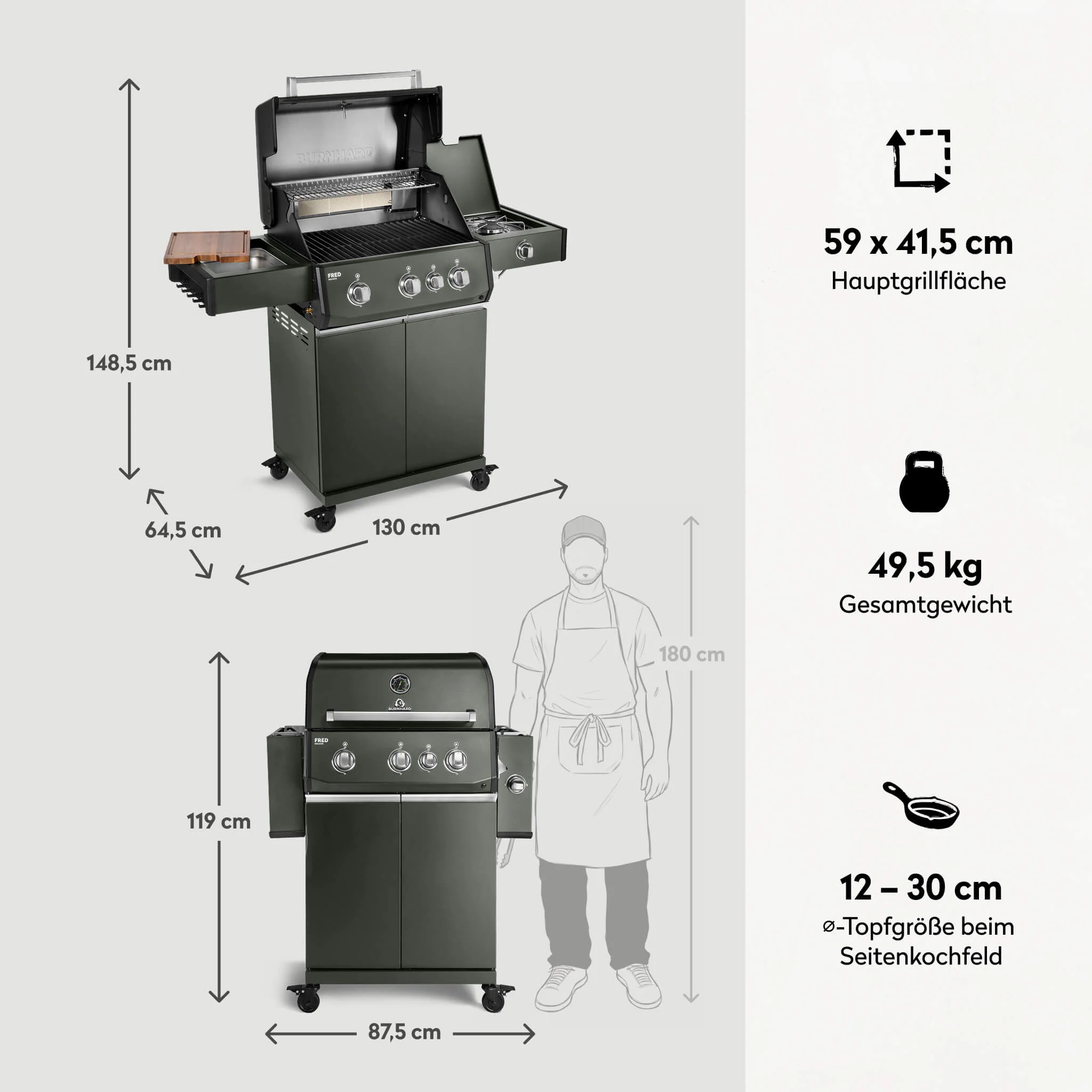 FRED Deluxe Gasgrill 3-Brenner Series 4 - Image 18