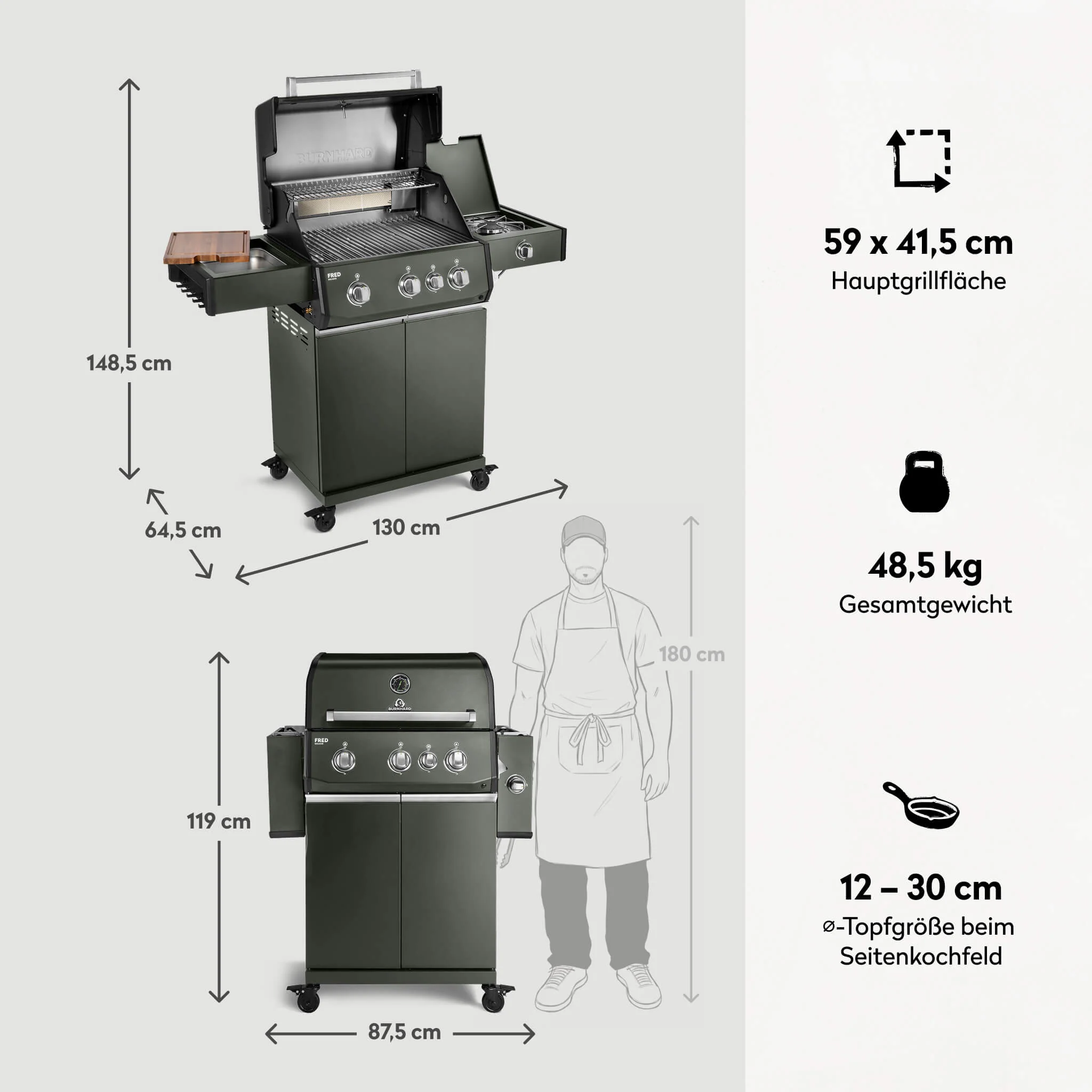 FRED Deluxe Gasgrill 3-Brenner Series 4 - Image 19