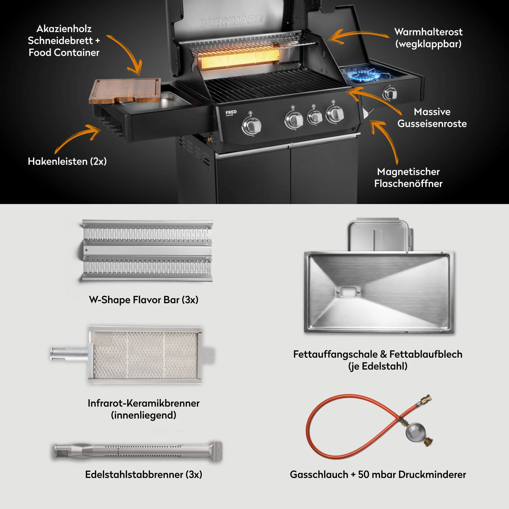FRED Deluxe Gasgrill 3-Brenner Series 4 - Image 7