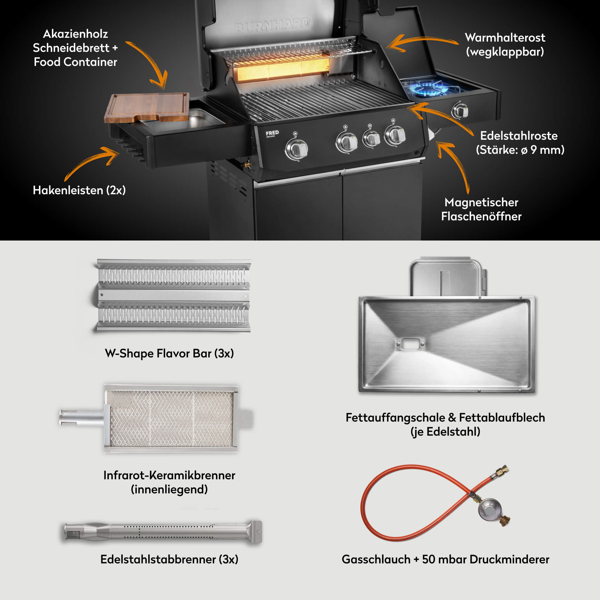 FRED Deluxe Gasgrill 3-Brenner Series 4 - Image 8