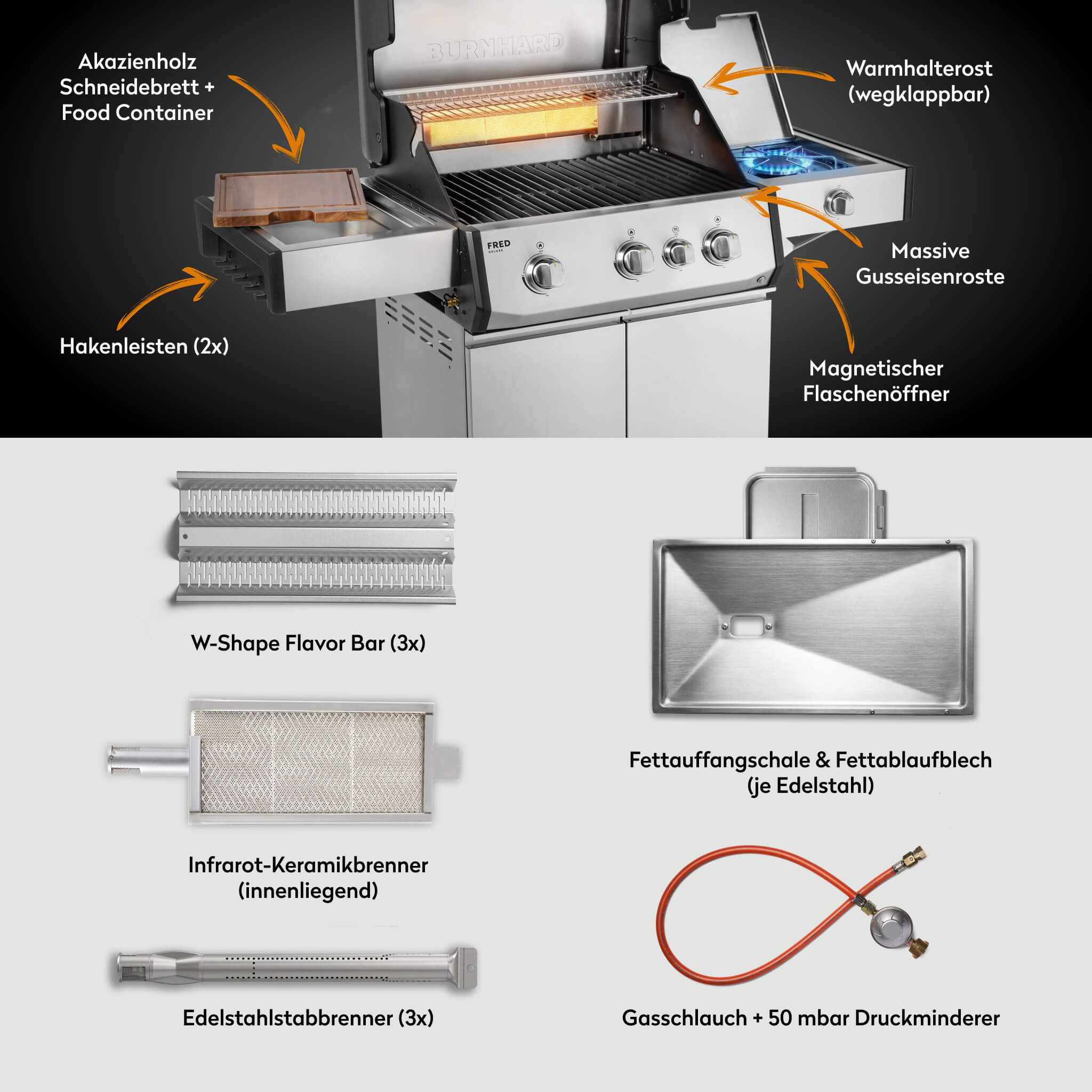 FRED Deluxe Gasgrill 3-Brenner Series 4 - Image 9
